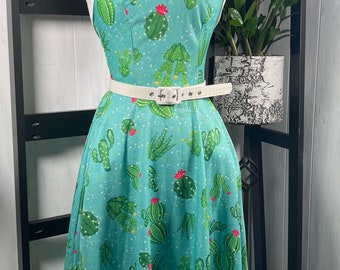 Unique Vintage A-Line Belted Pinup Style Halter Dress, Size XXS, So Cool! Retail:120