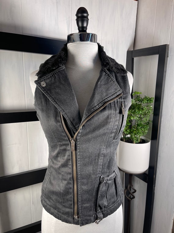 Retro Diesel 1990s Gray Cotton Vest w/ Black Sher… - image 1