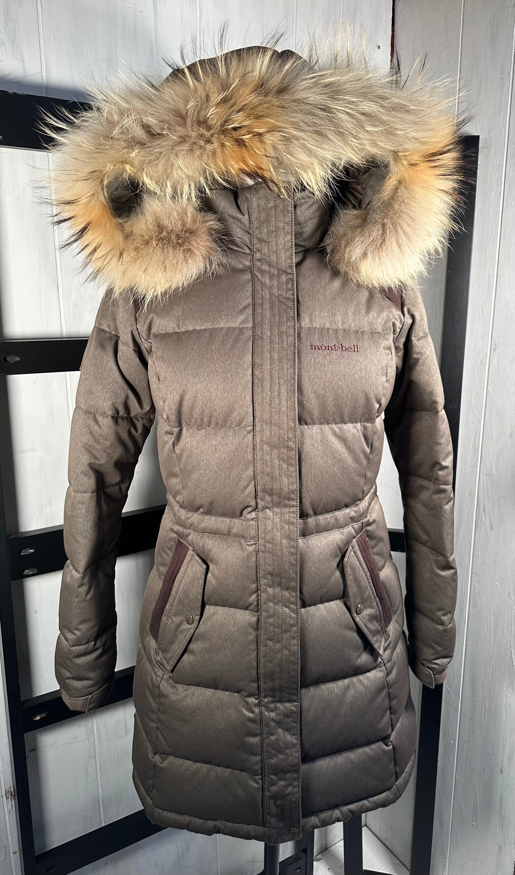 Bohlen down & feather bomber jacket with removable genuine coyote fur trim hotsell hood
