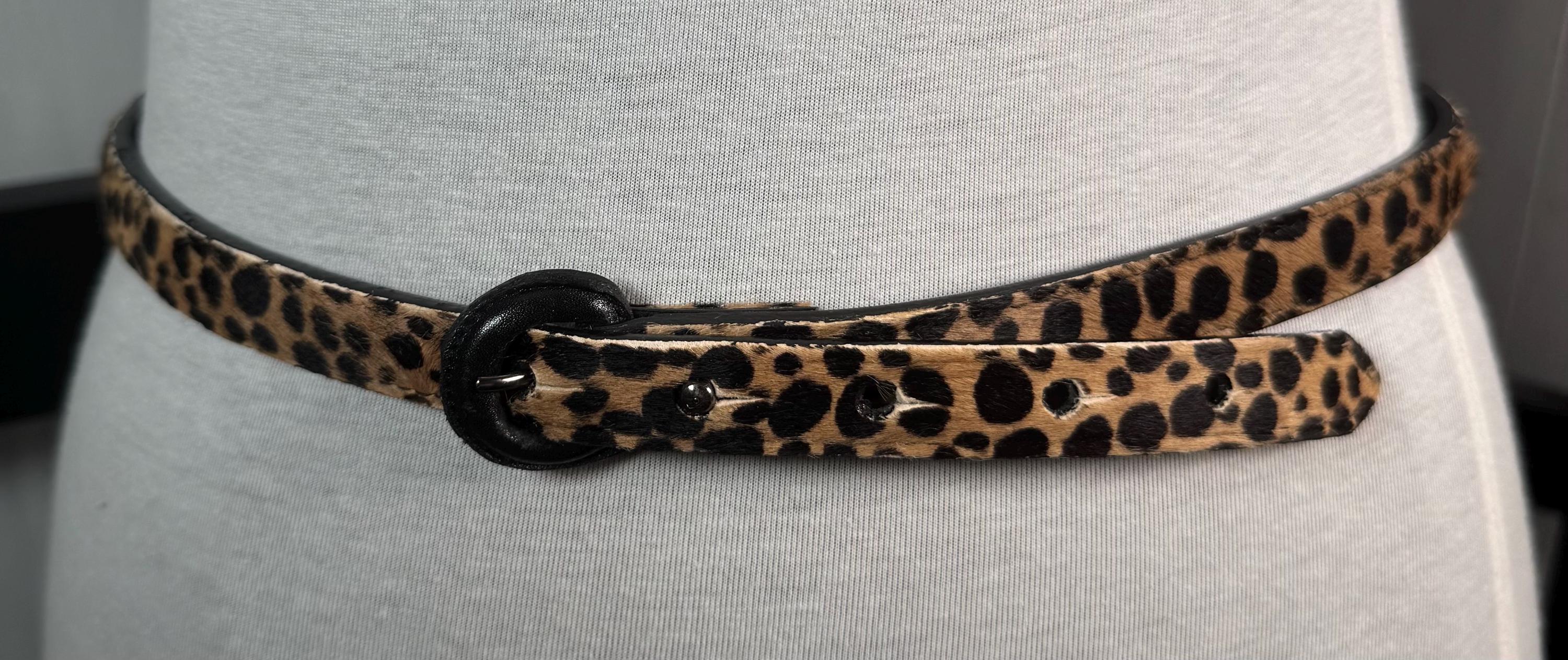 Vtg Carlisle Leopard Print Pony Hair/leather Belt, Size  display picture 1