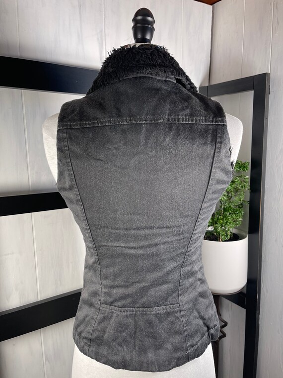 Retro Diesel 1990s Gray Cotton Vest w/ Black Sher… - image 2