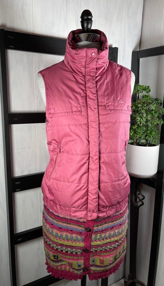 Vtg Bubblegum Pink Puffer Vest, Size 38 Small, Pockets, Full Zip and SNAP, Logo