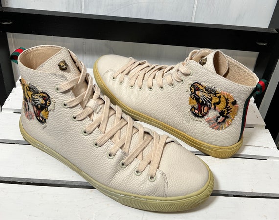 Gucci Wit Leer \u0026TIGER Patches High-Tops Maat Heren 10 - Etsy België