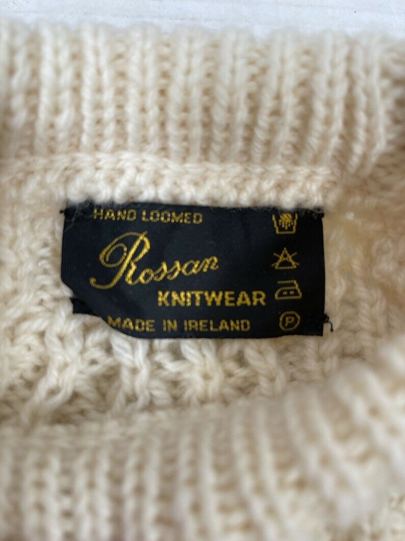 Rossan Hand Loomed Cable-knit Aran Wool Sweater, Made in Ireland, Size ...