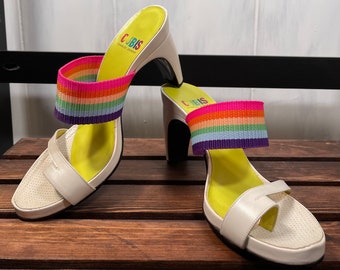 Charles Jourdan Heeled Rainbow Sandals Size 8 BNNB - Etsy