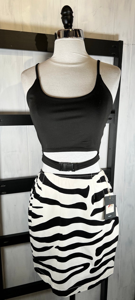 Vtg Emanuel Ungaro 100% Cotton Zebra Print Mini Sk