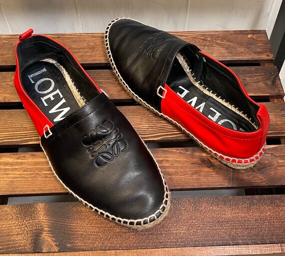Loewe Mens Black \u0026 Red Leather Logo 