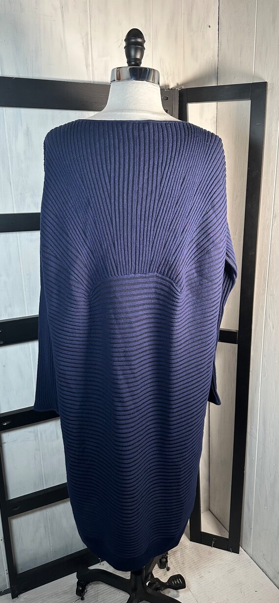 cos blue knit dress Black\blue Striped 100% Wool Oversized Sweater Dress, Size Medium, New this dress is designed