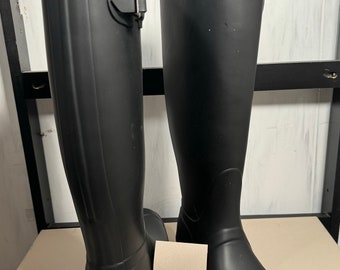 Hunter Original Tall Rain Boots Black Refined, Size 8/38, New With Box, 185