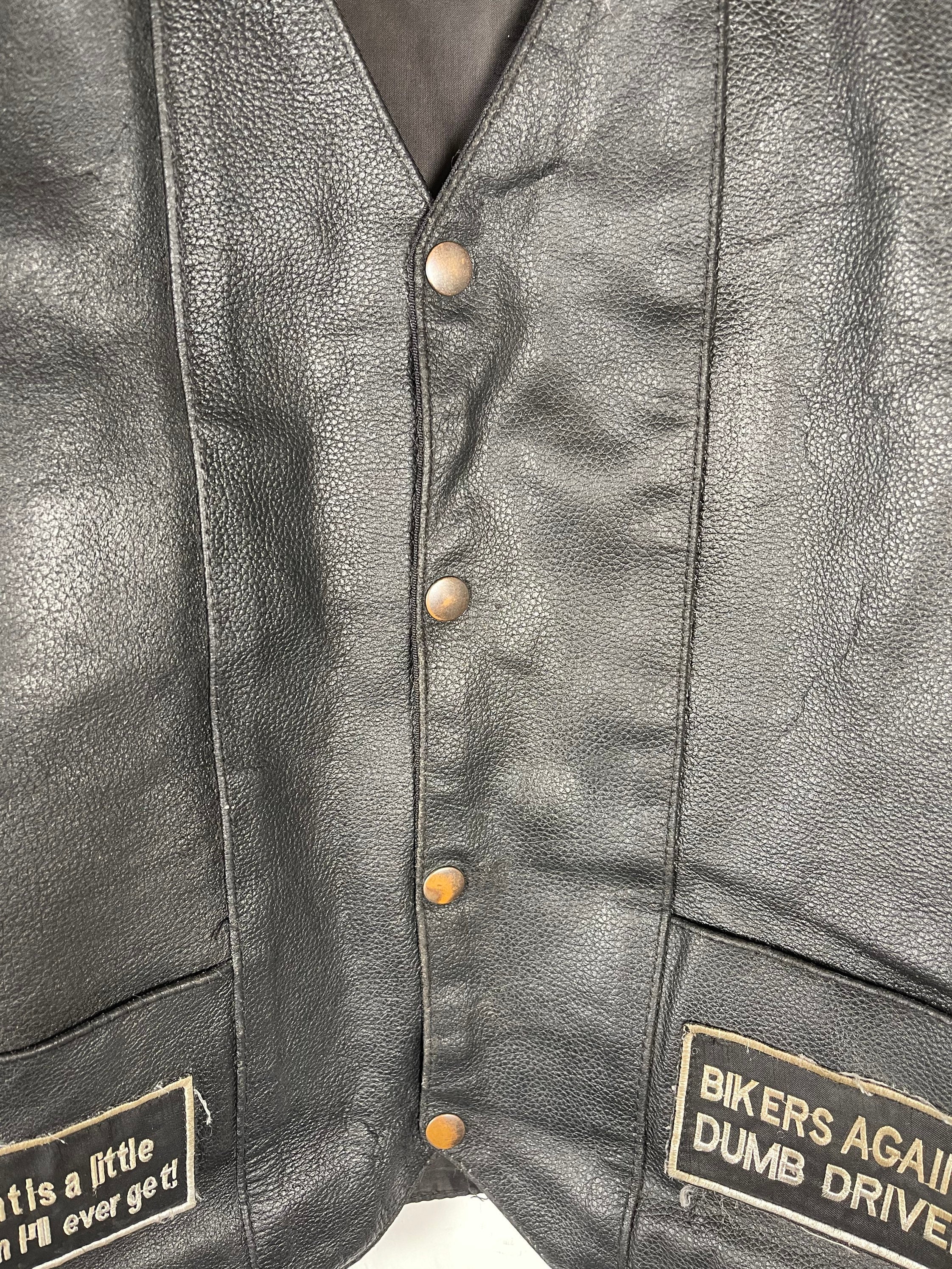 Veste sans Manche Gilet en Cuir pour Homme biker et Motard