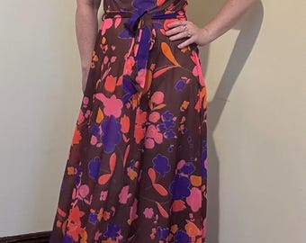 Sukienka maxi Lilly Pulitzer w kwiaty w stylu vintage z lat 70., Neiman Marcus, rozmiar XS