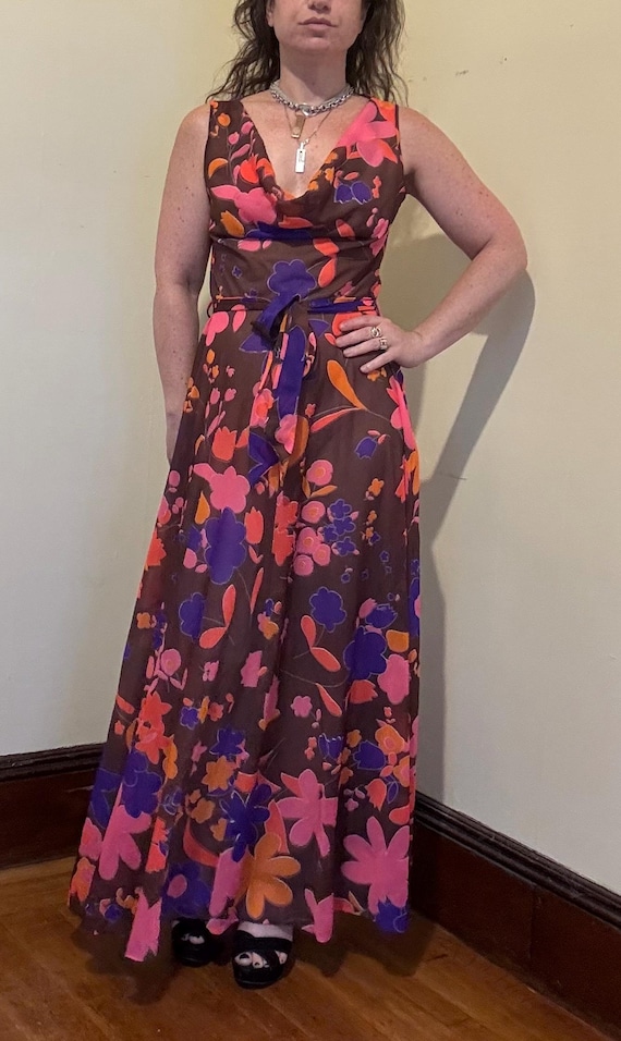 bright color maxi dress Yellow Satin Floral Print Maxi Dress