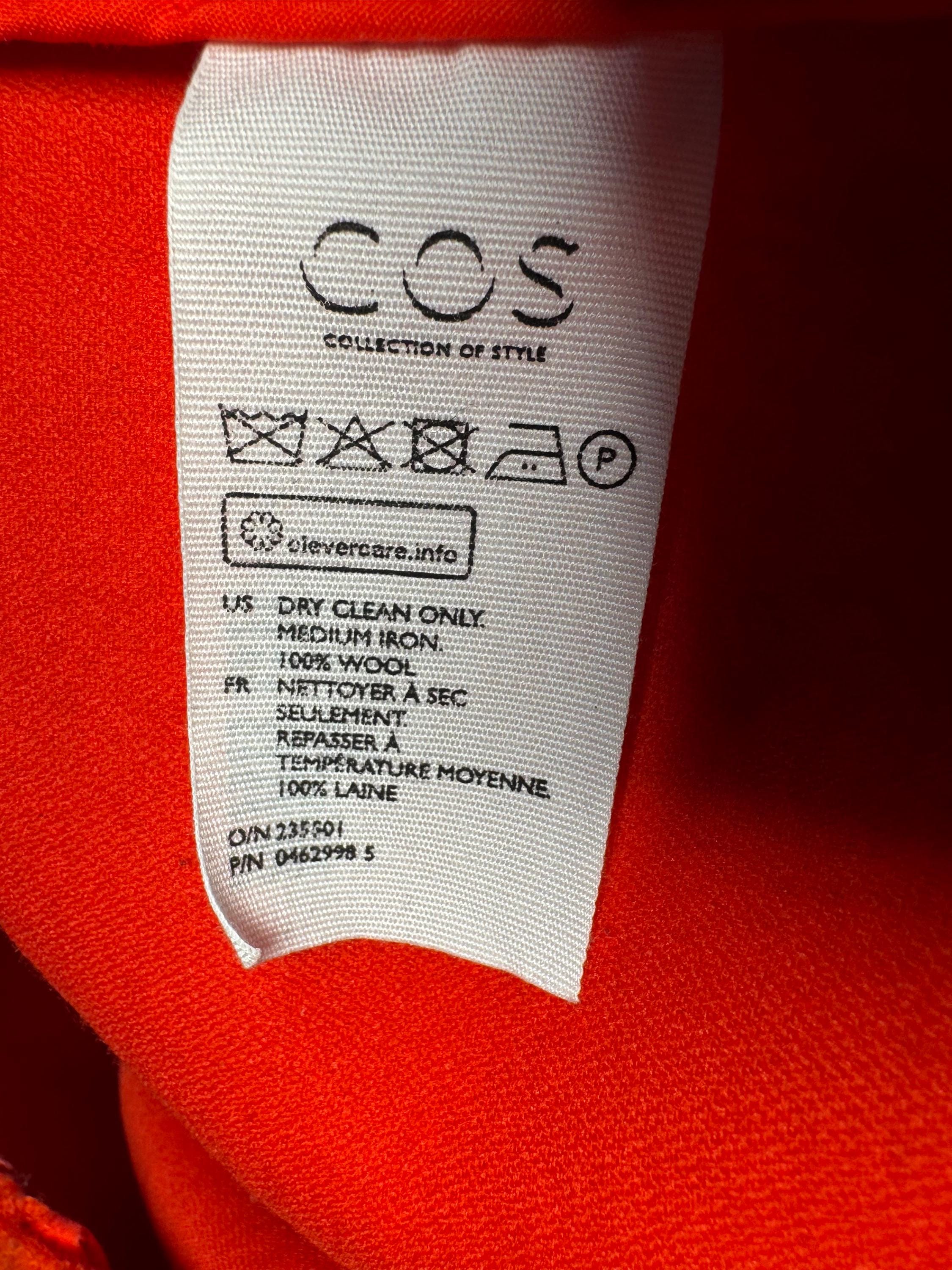 Jupe Femme COS Orange Taille 8 Ligne A Coupe Droite Avec Zip - état Très Bon