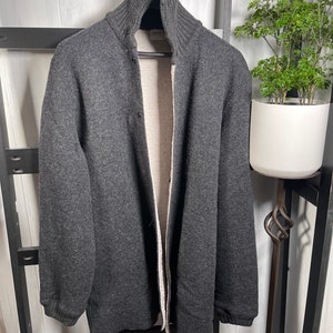 Armani COLLEZIONI Gray Wool Long DOUBLE Knit Sweater Coat, Size Men&#39;s Medium, New Old Stock