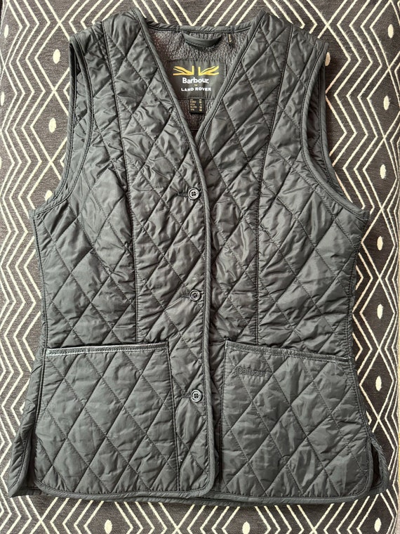 Barbour For Land Rover Black Quilted Vest, Leather