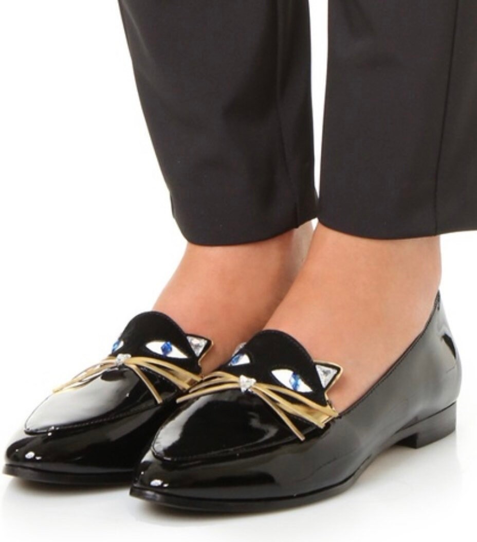 Kate Spade Natasha EMBELLISHED Cat Patent Leather Flats Size 7.5 Floor Model