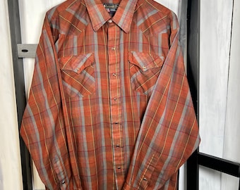 Vintage 70s Panhandle Slim Plaid Western Shirt, USA Made, L/XL
