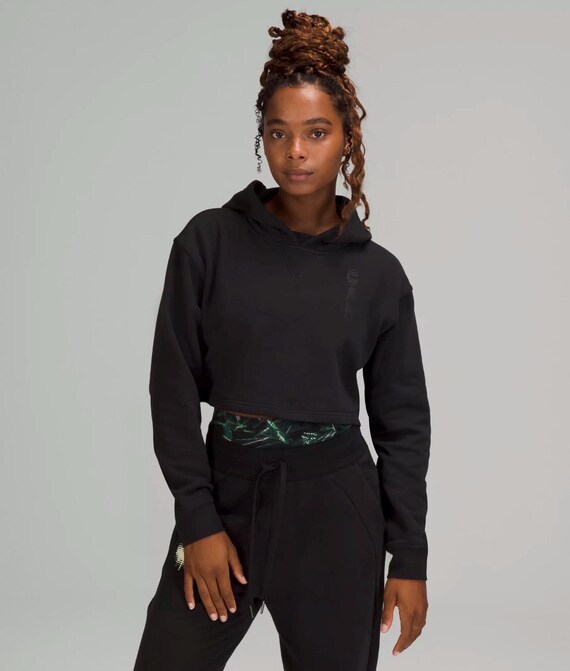 Lululemon Team Canada All Yours Crop Cotton Hoodie Black Size 6 