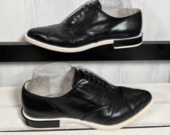 Jil Sander Black & White Leather Oxfords, Made in Italy, Women's Size 39/9