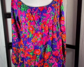 Vtg 60s Two Potato Laguna Beach Psychedelic Mod Mini Dress, Size M/L, Time-Warp Condition!