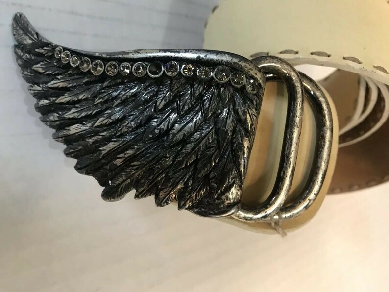 Jeweled wing ornate Buckle 1-of-a-kind OS ERMANNO SCERVINO STATEMENT Leather belt