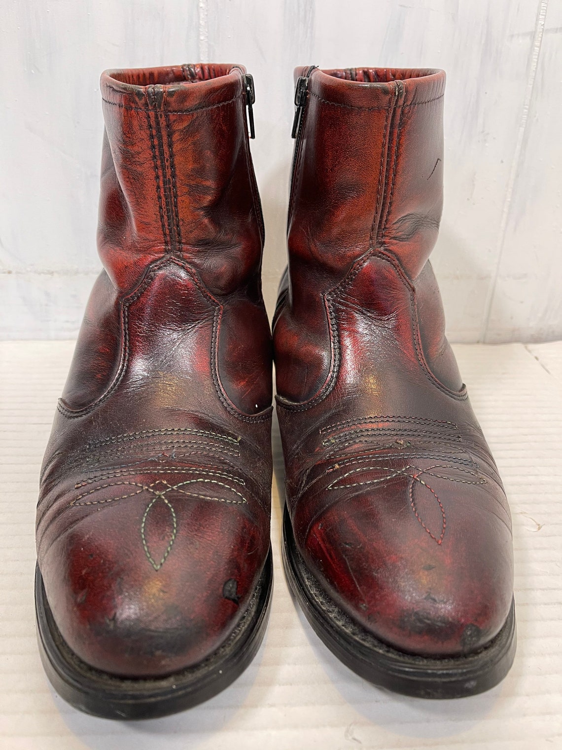 Vtg Biltrite Mens Size 9 Rare Leather Zip Cowboy Boots Vibram | Etsy