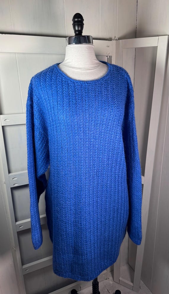 royal blue sweater dress long sleeves New Old Stock Retro Regina