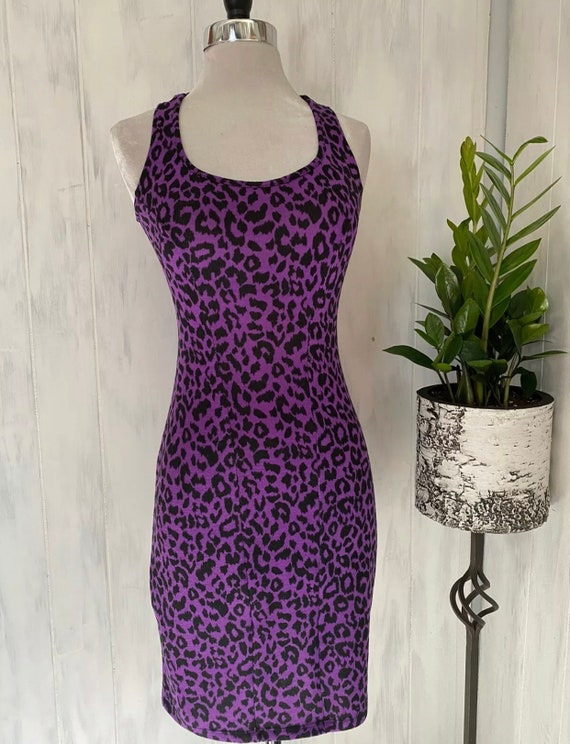VTG Betsey Johnson Purple Leopard Print, Back Lace