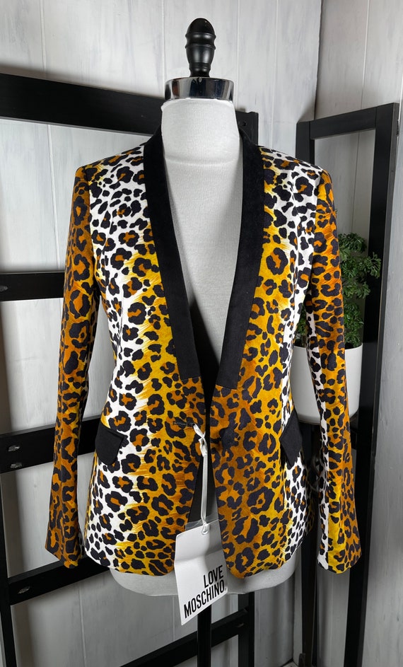 bloed Snelkoppelingen martelen Moschino Cheap & Chic Velvet Leopard Print Blazer Size 4 - Etsy Finland