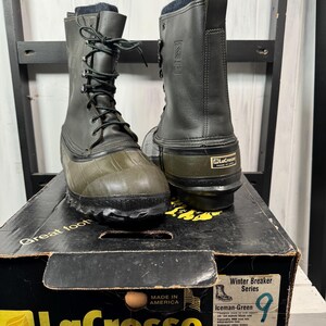 LaCrosse 10" Iceman Green Waterproof Leather 29911-Winter Breaker Series, Size 9-US, BNIB, New Old Stock, Made In America