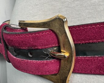 80s CHRISTIAN DIOR Wide Waist Belt | Brown Nubuck and Smooth  display picture 2