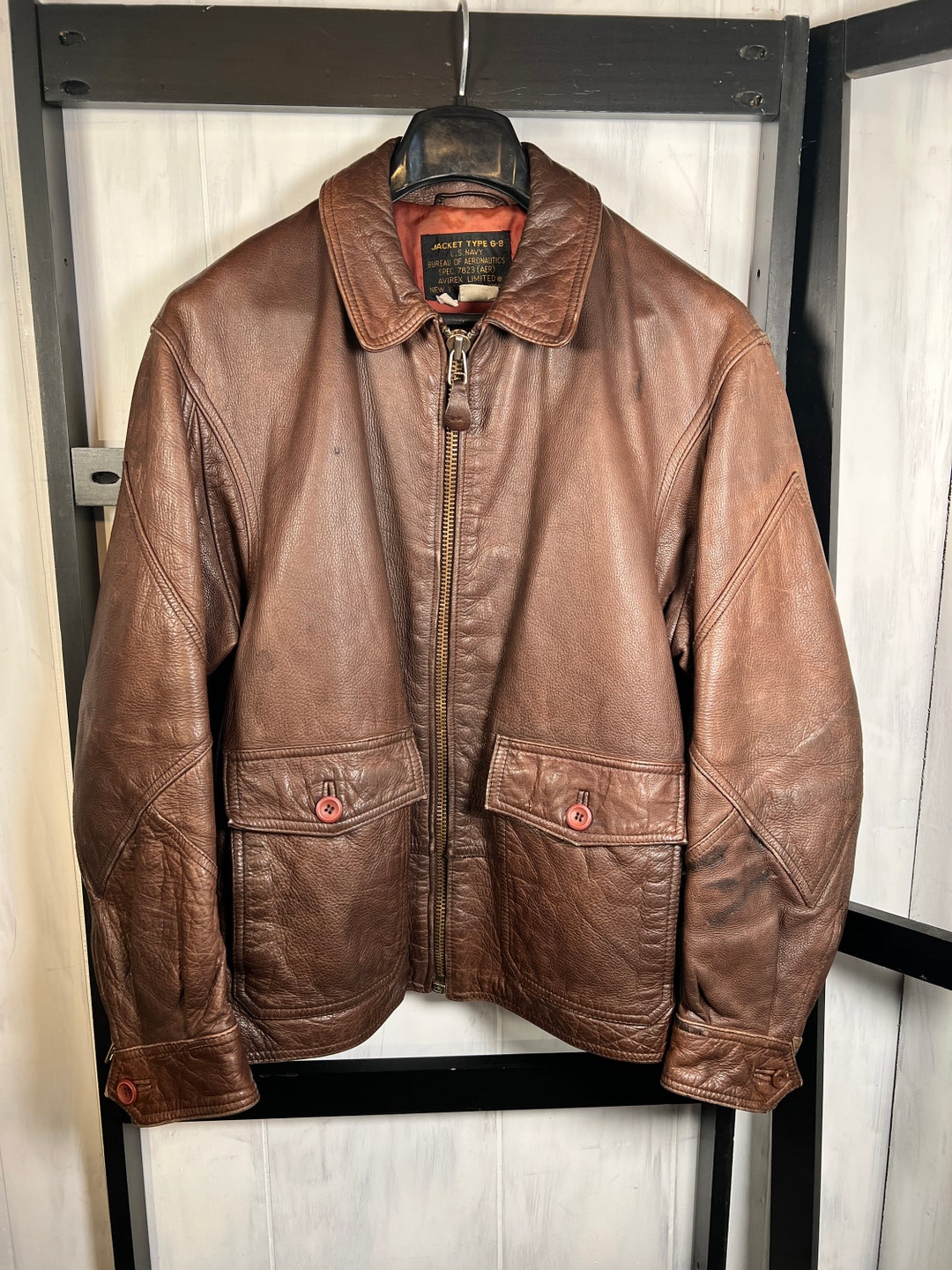 Vtg Style 7823 USN Aeronautics G-8 Brown Leather Jacket Size - Etsy