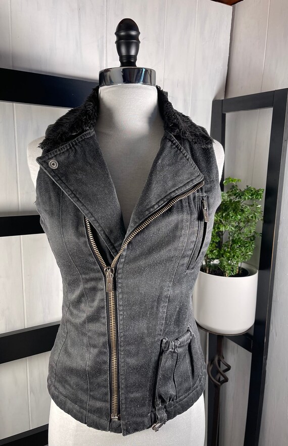 Retro Diesel 1990s Gray Cotton Vest w/ Black Sher… - image 3