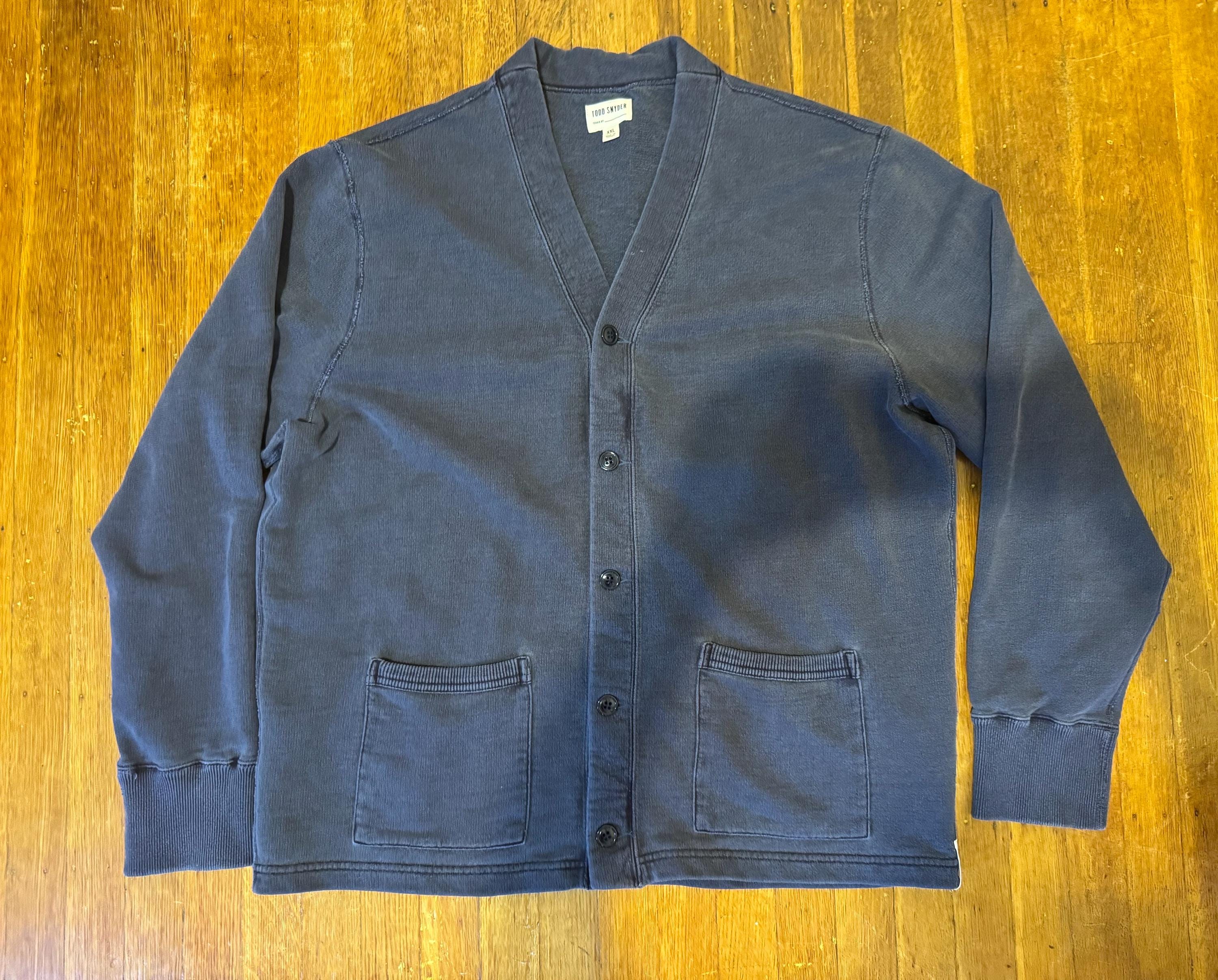 New Todd Snyder the Garment Dyed Blue Cardigan Sweatshirt, Size
