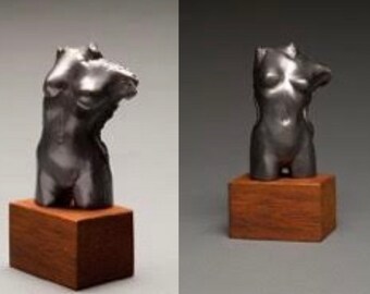 Helen Hosking Pewter Torso Mahogany Mounted, Lost Wax Cast, Excellent Gift, Wow!