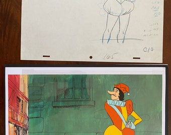 RARE Cyrano De Bergerac ORIGINAL Hanna Barbera Production Cel & Drawing, 11”x14”