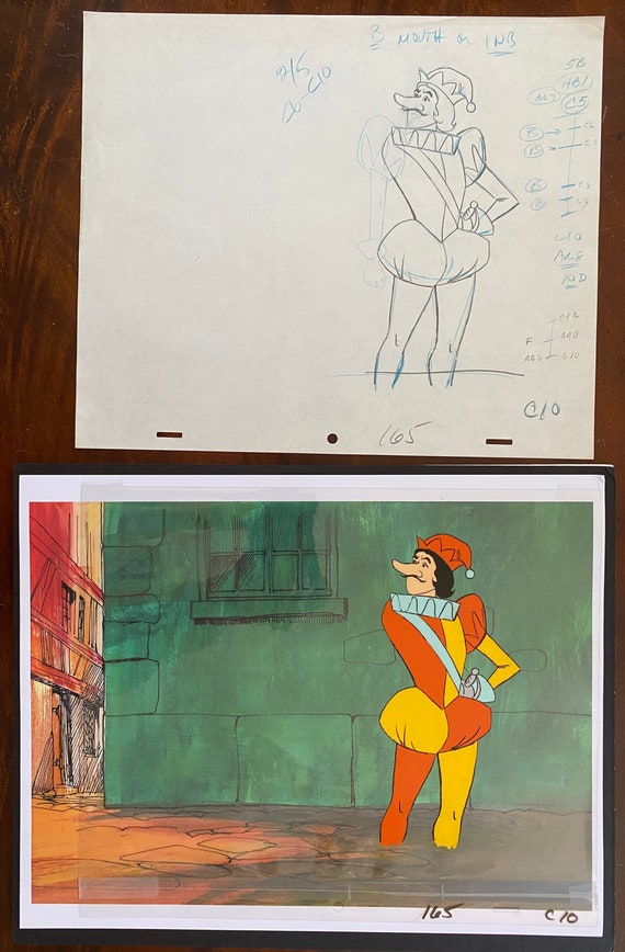 RARE Cyrano De Bergerac ORIGINAL Hanna Barbera Production Cel & Drawing, 11”x14”
