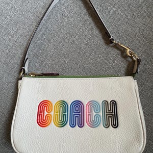 COACH Pride Chalk Multi RAINBOW Pebbled Leather NOLITA 19 Purse/Wristlet, 218