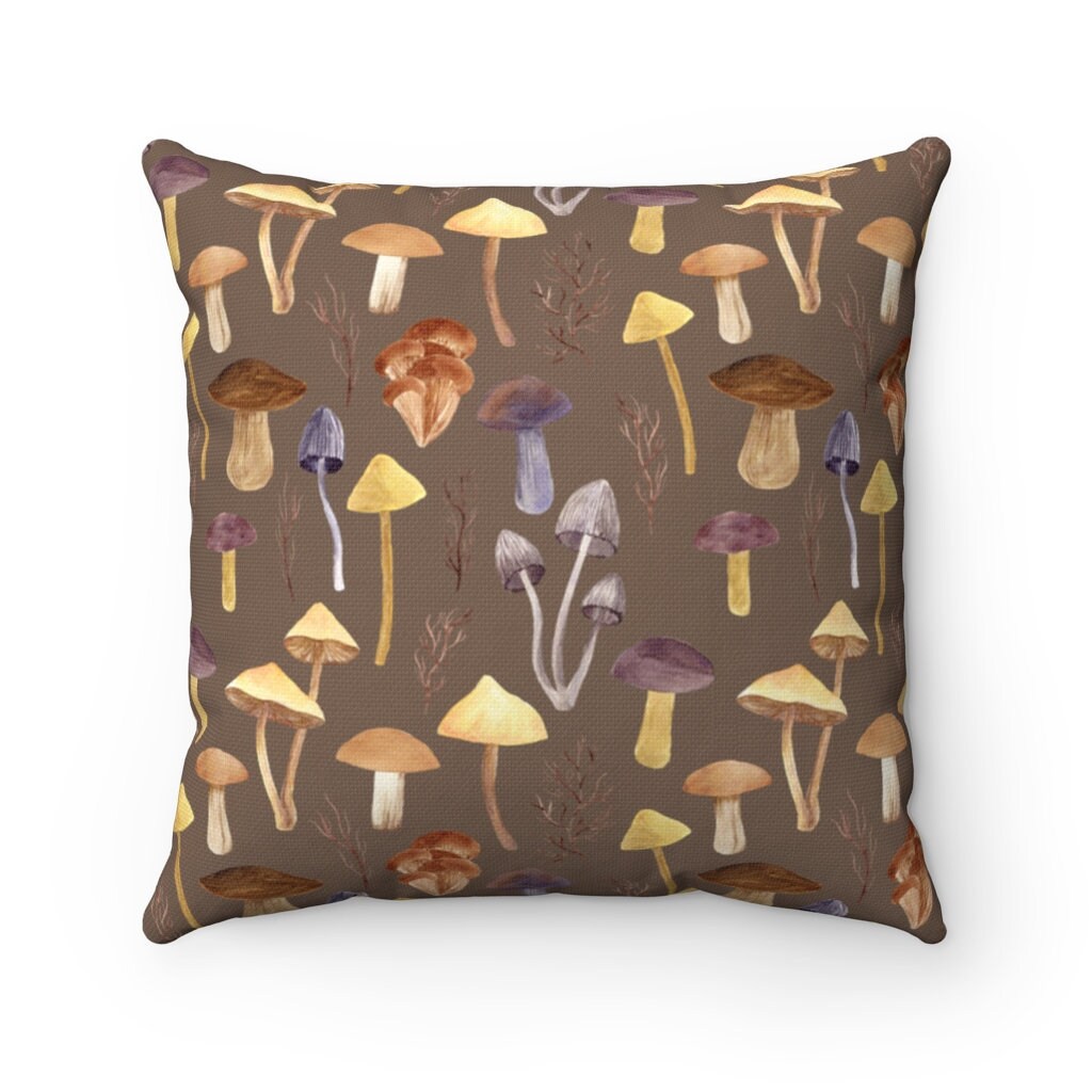 Mushroom pillow. Cottagecore home decor. Brown beige Etsy