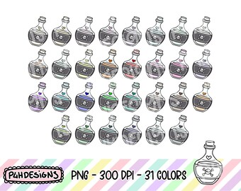 Poison Bottle Clipart, Doodle Clipart, Multicolor, Commercial Use, Hand Drawn, Planner Clipart, Planner Icons