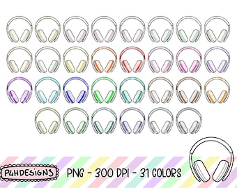 Headphones Clipart, Doodle Clipart, Multicolor, Commercial Use, Hand Drawn, Planner Clipart, Planner Icons