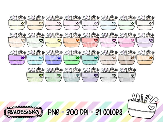 Makeup Bag Clipart, Doodle Clipart, Multicolor, Commercial Use