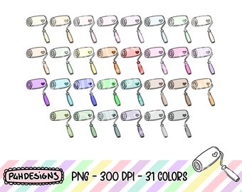 Paint Roller Clipart, Doodle Clipart, Multicolor, Commercial Use, Hand Drawn, Planner Clipart, Planner Icons