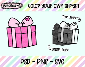 Present Clipart, LAYERED, Doodle Clipart, Can Be Colored, Commercial Use, Hand Drawn, Planner Clip art, Planner Icons, Digital