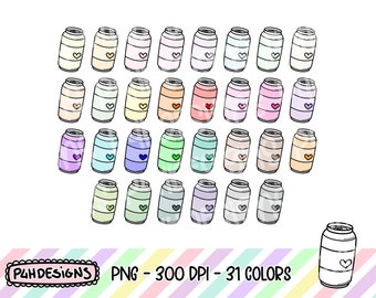 Drink Can Clipart, Doodle Clipart, Multicolor, Commercial Use, Hand Drawn, Planner Clipart, Planner Icons