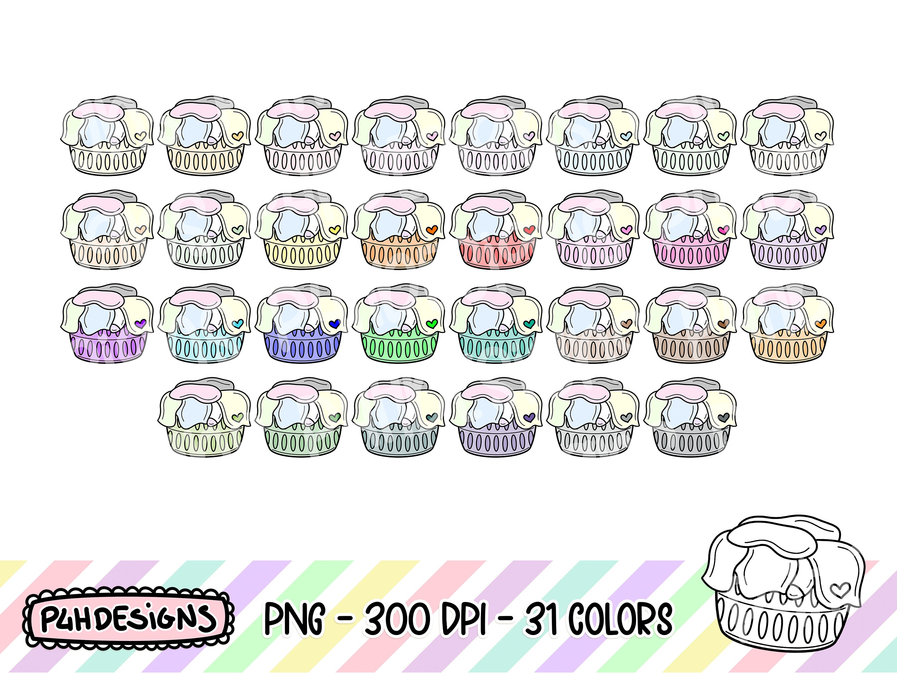 Planner Clip art Digital Can Be Colored Doodle Clipart Laundry Basket Clipart Commercial Use LAYERED Hand Drawn Planner Icons