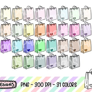 Boodschappentas clipart, doodle clipart, Multicolor, commercieel gebruik, hand getrokken, planner clipart, planner pictogrammen
