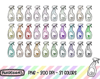 Spray Bottle Clipart, Doodle Clipart, Multicolor, Commercial Use, Hand Drawn, Planner Clipart, Planner Icons