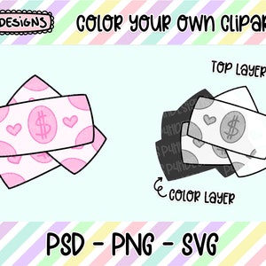 Money Clipart, LAYERED, Doodle Clipart, Can Be Colored, Commercial Use, Hand Drawn, Planner Clip art, Planner Icons, Digital