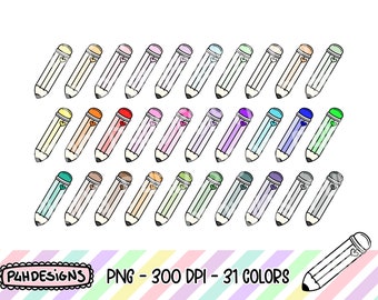 Pencil Clipart, Doodle Clipart, Multicolor, Commercial Use, Hand Drawn, Planner Clipart, Planner Icons